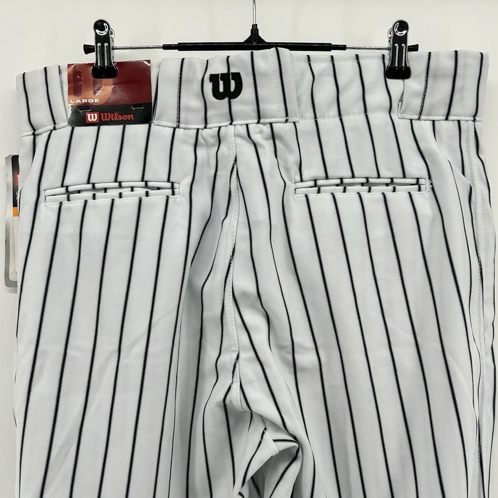 Wilson Mens Large Pinstripe Baseball Softball Pants White Black NWT WTA4398